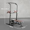 Folding Power Tower, Multifunction Fitness Station Adjustable In 7 Positions with Pull-Up Bar, Dip Station, Pull UP Station and Flat Bench In Steel