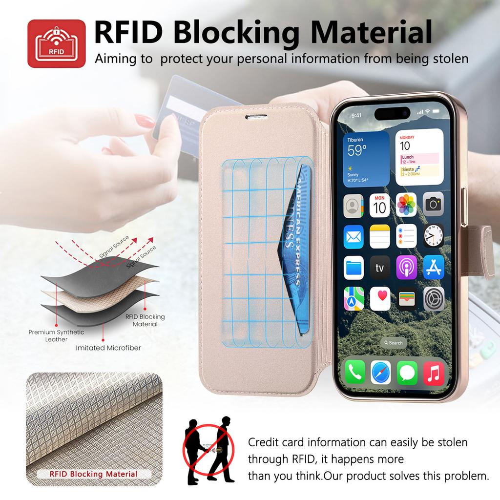 CASENEO For iPhone 16 Case with Lens Film TPU Inner Shell Detachable Leather Phone Cover