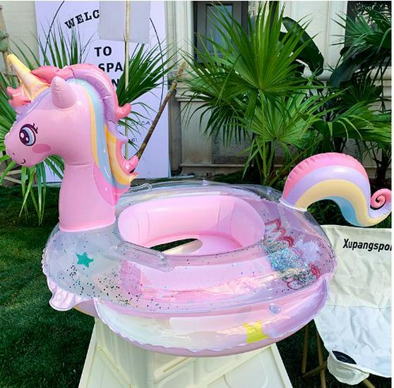 Yellow Sun Protection Baby Swimming Seat Ring - Anti-Rollover Design