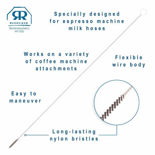 B?rstenhaus Redecker Espresso/Coffee Brush & Cleaning Tool, 12-5/8-Inch, White, 521040