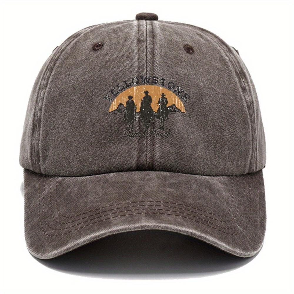 Yellowstone Dutton Farm vintage vintage vintage baseball cap, lightweight dad hat, Western cowboy silhouette and sunset pattern