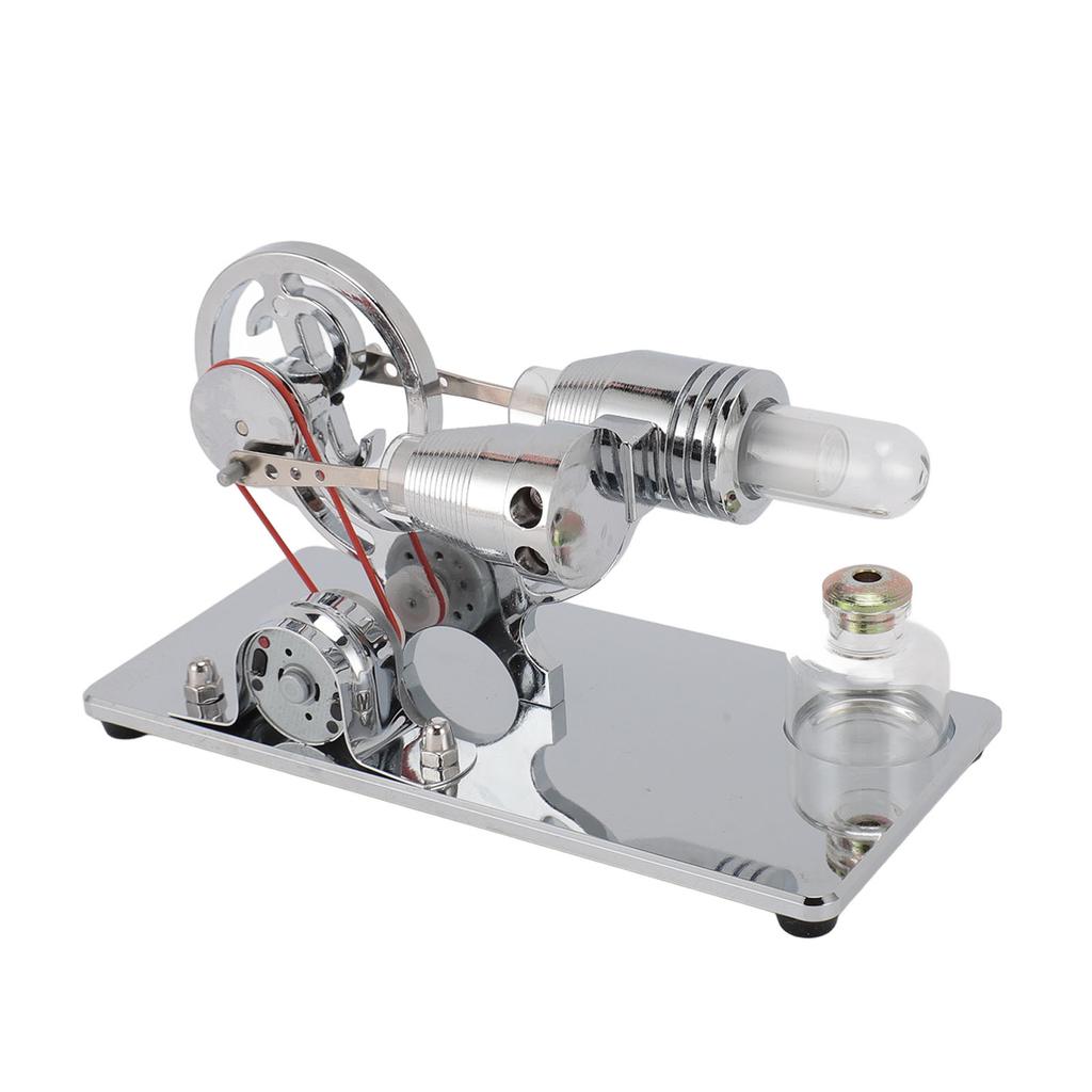 Sterling Engine Model with LED Bulb and Flywheel Stirling Engine Motor Model Educational Toy Electricity Power Generator