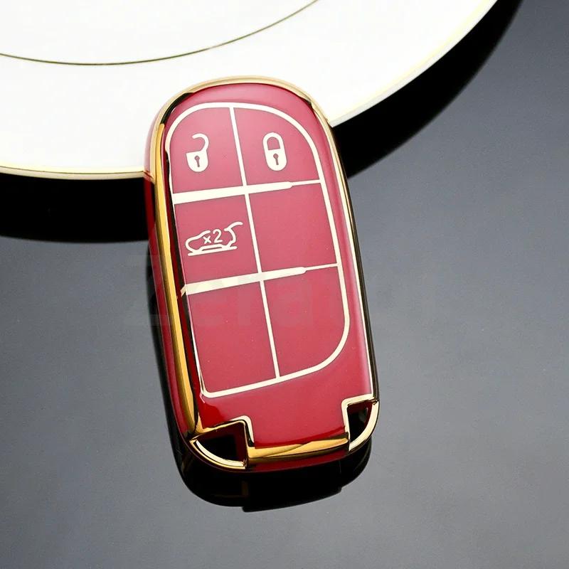 

For Jeep Renegade Compass Grand Cherokee For Chrysler 300C Wrangler Dodge Tpu Car Key Cover Case Fob Shell Holder Accessaries