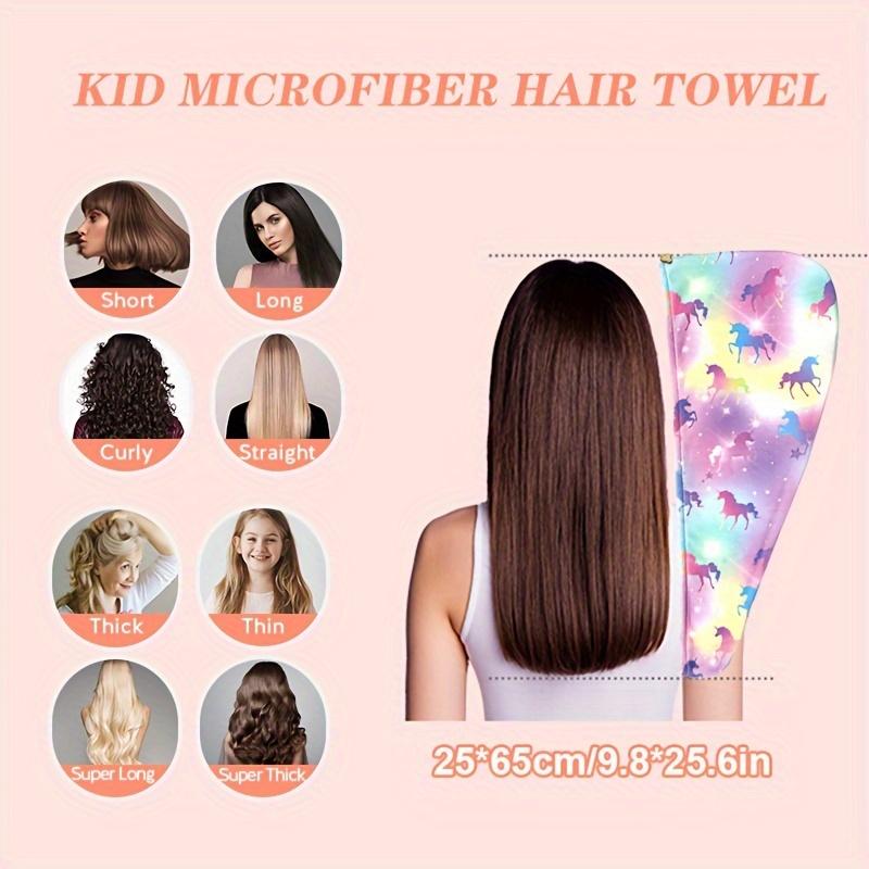 1pc Children's Printed Microfiber Dry Towel, Quick Drying Soft Towel with Button Tie, Wet Hair Wrap Salon Towel Set for Girls