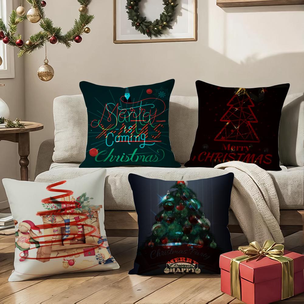Christmas Tree Cushion Cover Pattern Printed Pillowcase For Living Room Sofa Cushion Cover & Bedroom Decor