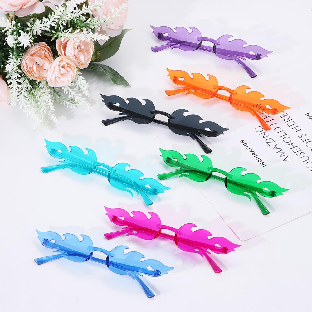 

38Styles Novelty Flame Sunglasses for Women Flame Shaped Rimless Sun Glasses Party Cosplay Shades Eyewear Streetwear Accessory