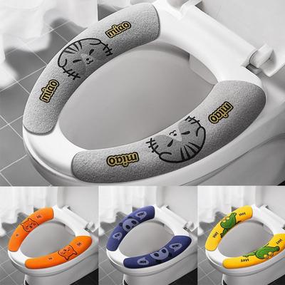 Universal Toilet Seat Cover Soft Cartoon Toilet Paste Sticky Toilet Cushion Washable Bathroom Warmer Seat Cover Cushion