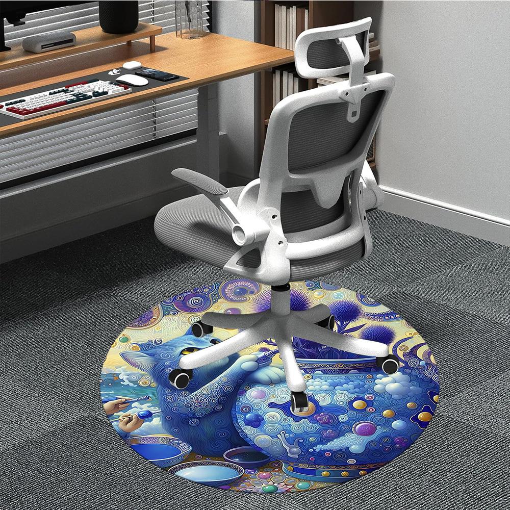 

1PC Cat Vase Office Round Area Rug, Indoor Mat Suitable ForOffice, Under Office Chairs Bedroom Living Room Home Decor, Room Deco, D044 80cm by 80cm