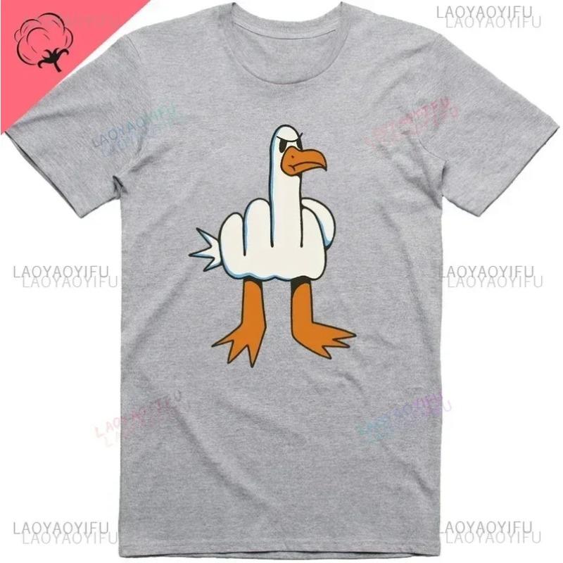Mens Funny T-Shirt Rude Seagull Design Regular Fit Tee Women Men 3D Print Cartoon Graphic T-Shirts