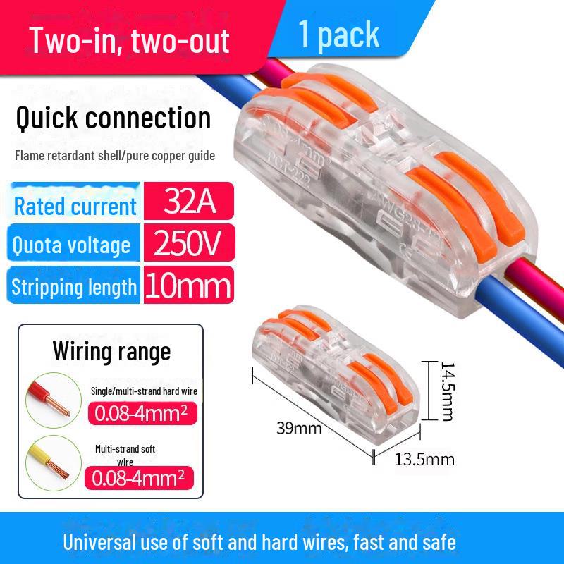 Terminal de conectare rapidă PCT SPL-12345: Conector electric multifuncțional cu 2 poziții pentru cabluri de calibru 4, 2 intrări, 2 ieșiri