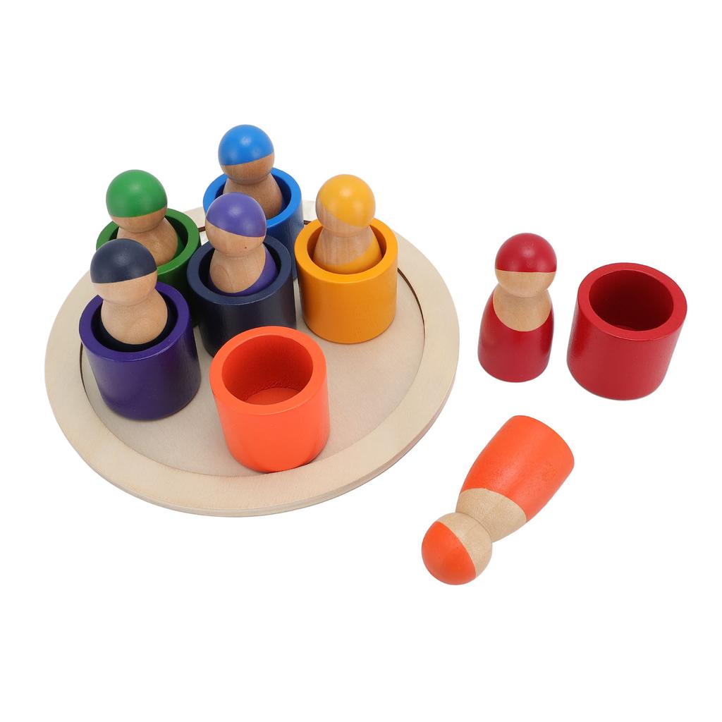 Holzfiguren in Tassen Hands-on Koordination Pädagogisch zum Lernen Farbsortierung und Zählen Holzfigur