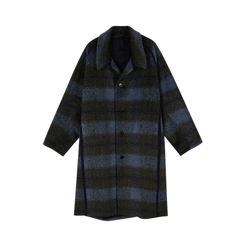 CROQUIS Men's 2023 Spring Retro Striped Mid-length Wool Coat