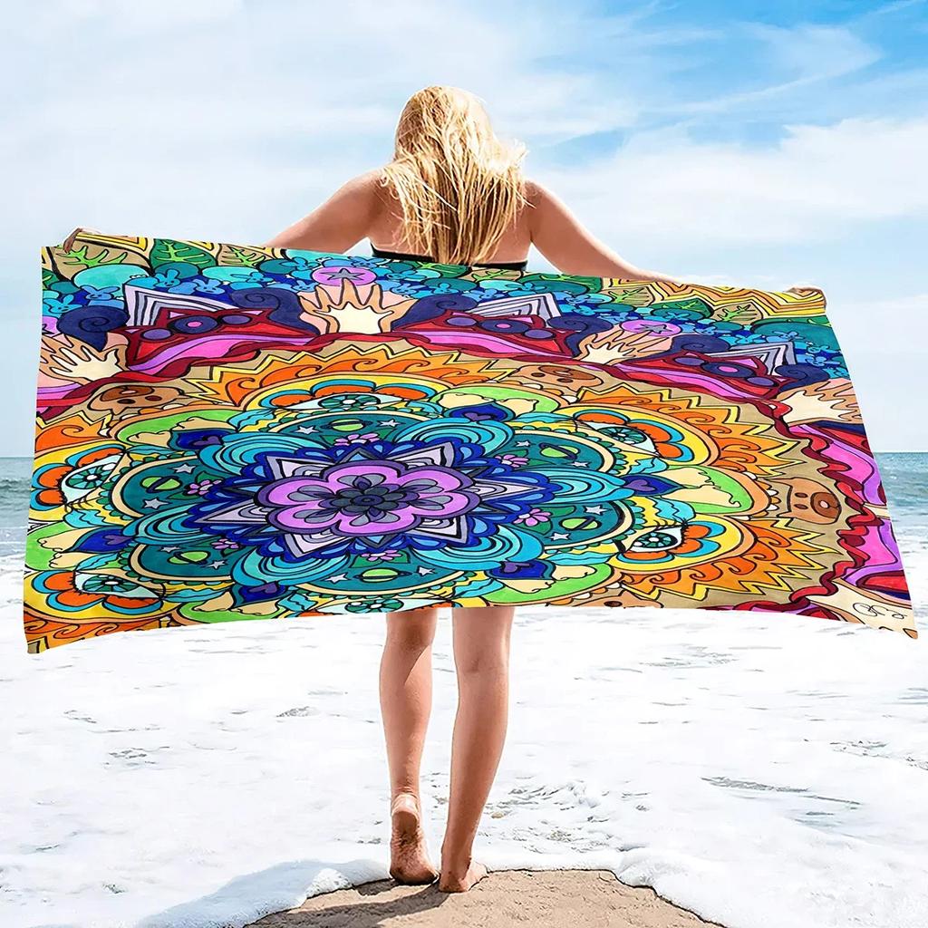 Gothic Graffiti Beach Towel Oversized Rock Hip Hop Style Microfiber Beach Towel Quick-Drying Absorbent Sand Free Bath Towels