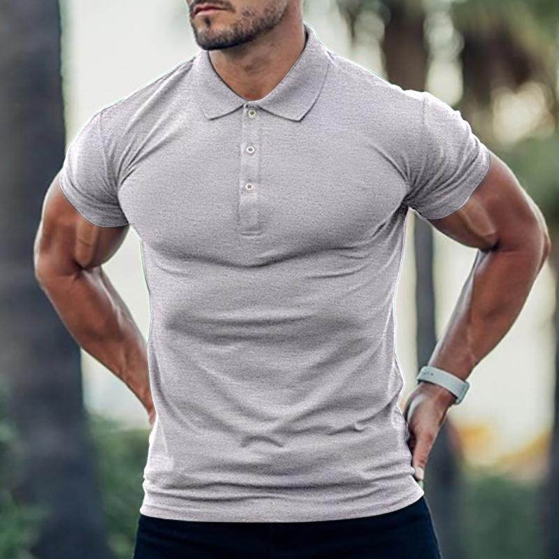 Men's Plain Short-sleeved Polo Shirt: a Casual Button-down Collared T-shirt