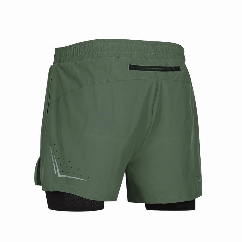 Pantaloni scurți pentru bărbați, cu uscare rapidă, respirabili, lejeri, anti-explozie, cu căptușeală dublă, cu buzunar în spate, pentru alergare, maraton, atletism pe pistă