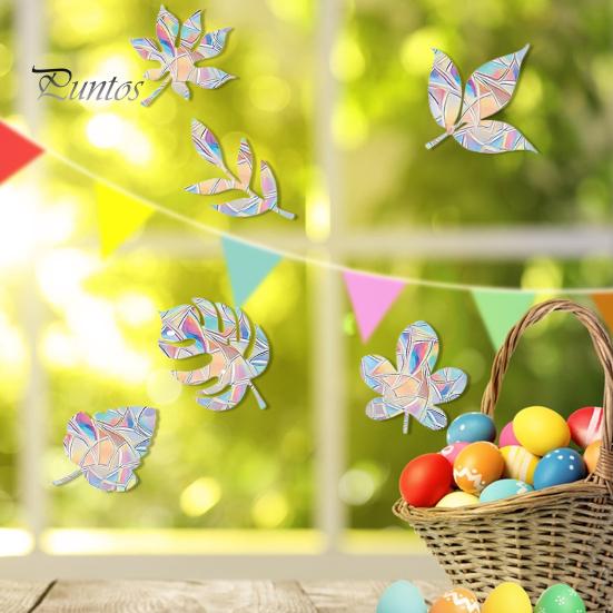 Christmas Window Sticker Protects Birds Prevent Collisions Colorful Reflective Static Adhesion Elk Snowflake Pattern Rainbow Prism Home Decor Decals