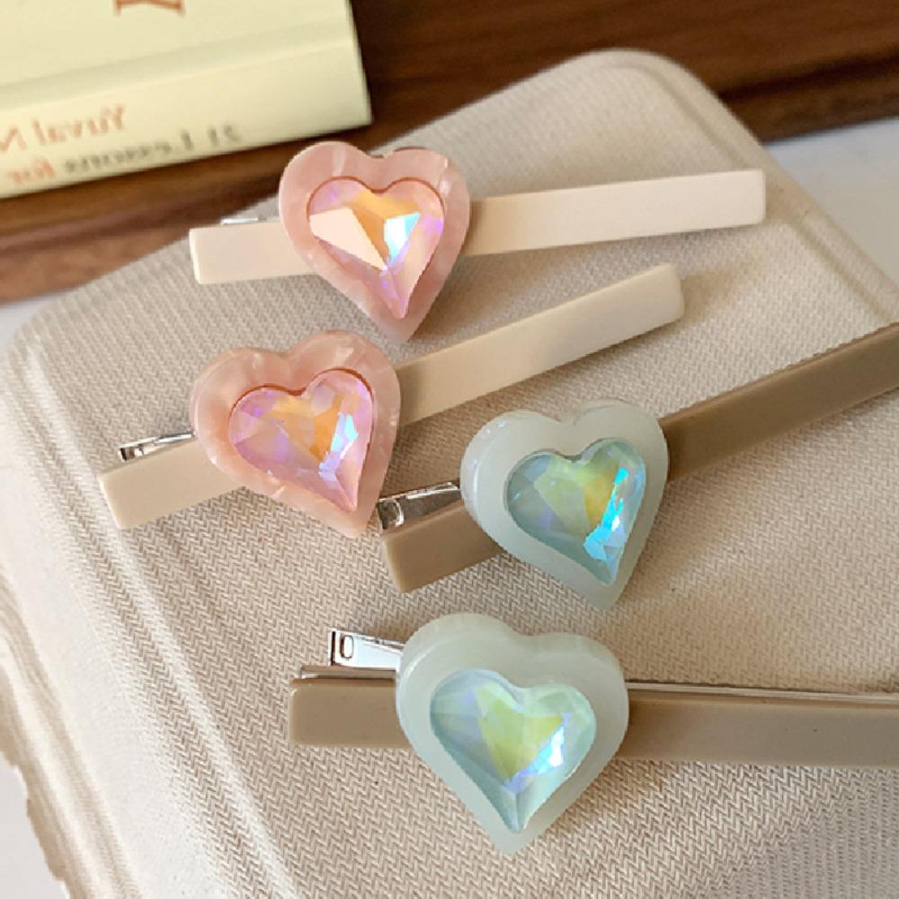 

Rhinestone Women s Accessories Korean Style Hairpin Duckbill Clip Heart Shape Hair Clip Bang Clip