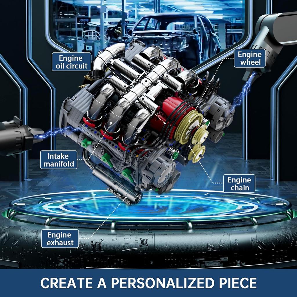 MOULD KING 10181 Technische Auto Spielzeuge Der Motorisierte Flachmotor Baustein Zusammenbau Auto Motor Ziegelmodell Kinder Weihnachtsgeschenk