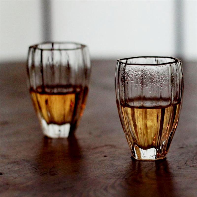 2Pcs/Lot Small Capacity 50ml Hexagon Mouth Glass Tea Cup Tea Ceremony Kung Fu Teacup Tea Master Cup Sake Wine Cup