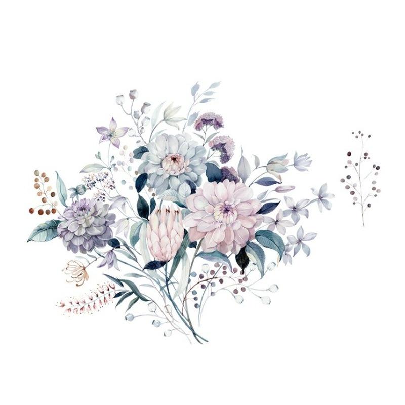 Romantic Flowers Wall Sticker Home Wall Decoration Living Room Bedroom Decals Literary Water Color Wallpaper Removable Stickers