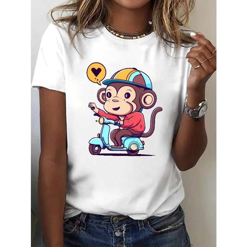 Basic Polyester Short Sleeve Tee Crew Neck Multipack Layering Top S белый
