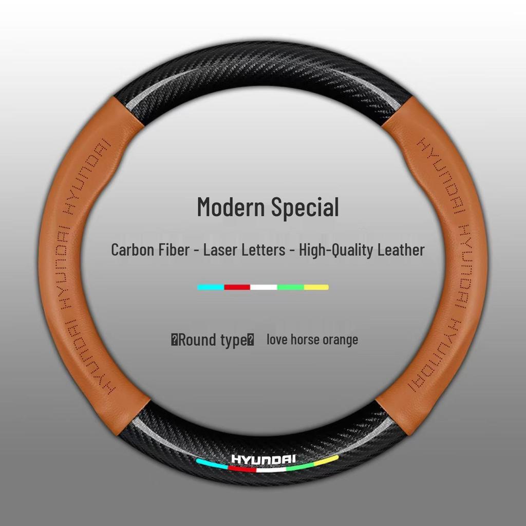 Modern Genuine Leather Steering Wheel Cover for Elantra, Santa Fe, Ix25, Yue Dong, Ix35, Yuelan, Tusheng, Reina
