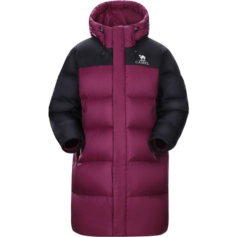 CAMEL Unisex Mid-length Hooded Water-Repellent Puffer Down Jacket S