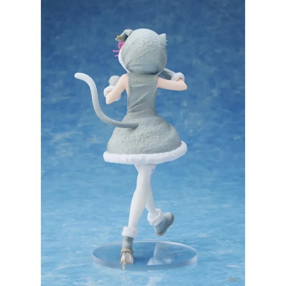 22CM Anime Re:Life in a Different World From Zero Rem Figure Parker Costume PVC Cat Ears Cute Dress Up Model Toys Doll Gift