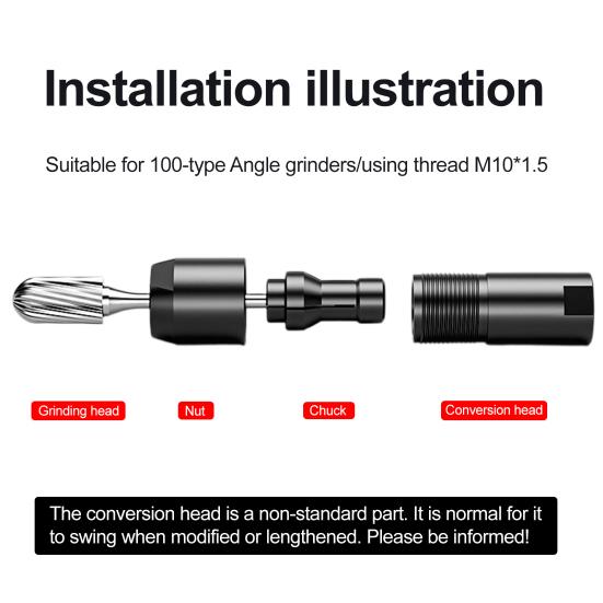 Sliperadapter Høy Styrke Holdbar Konstruksjon Universell Passform 3mm/6mm Vinkelsliper til Rett Sliper Adapter Tilbehør