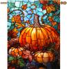 Pumpkin Fall Garden Ag Autumn Ags 28x40 Double Sided Large Stained Glass Thanksgiving House Ag Harvest Yard Ag for O SSL