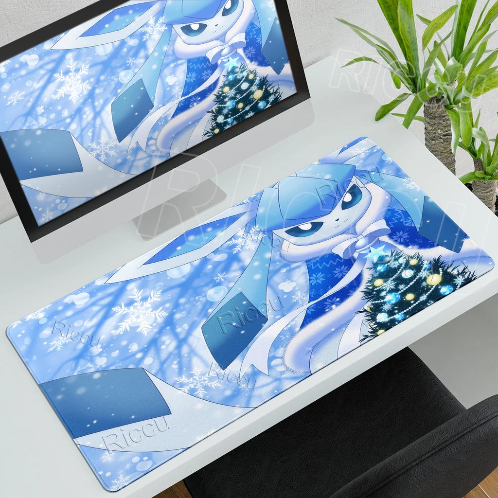 Anime Pokemon Mouse Pad Eevee Glaceon PC Cabinet Mousepad Gamer Keyboard Tablepad E-Sports Desk Accessories Gaming Extended Mat