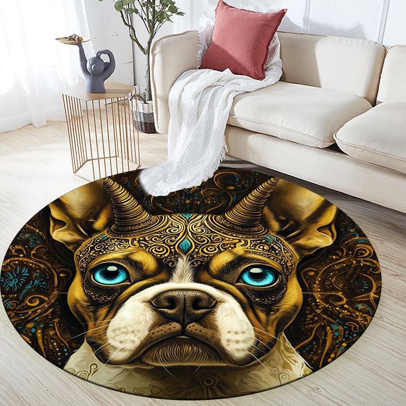

Boston Terrier pattern round rug,Carpet Rug for Living Room Bedroom Playroom ,Non-slip Floor Mat,Holiday Gifts and Birthday Gifts. 80cmx80cm