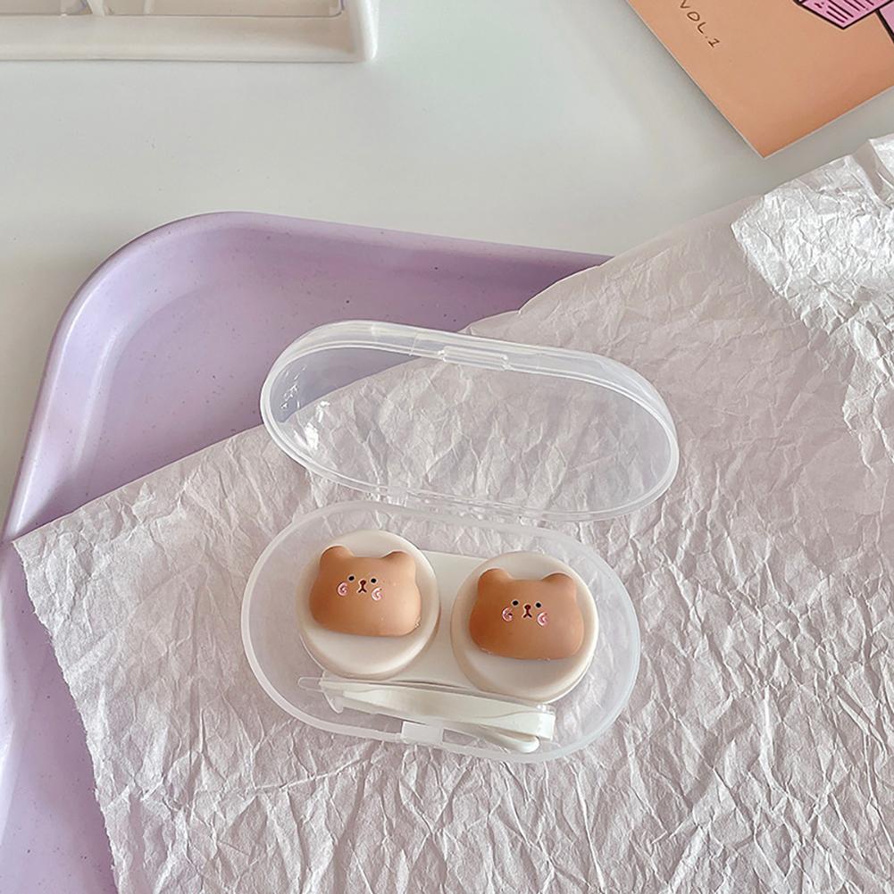 Cute Contact Lens Case with Lenses Tweezers Contact Lens Kit Holder Container Cartoon Animal Lens Storage Box