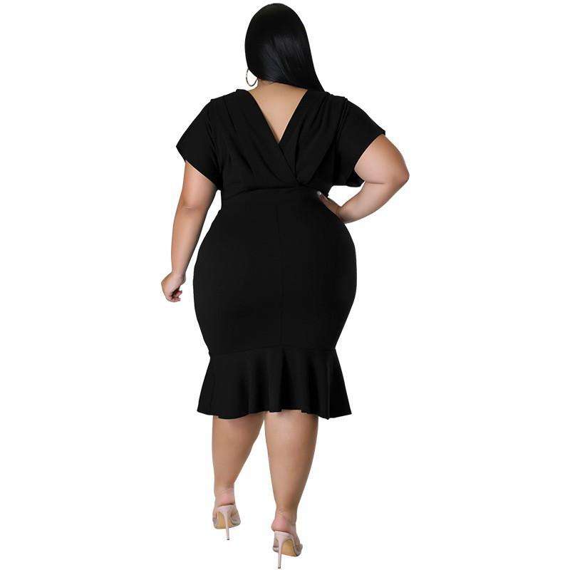 MY981 Plus Size Womens Dress V-Neck Sleeveless Bodycon Midi In Solid Color Knit Milk Silk Fabric Casual Party Wear