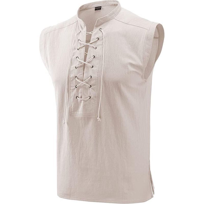 Amazon Medieval Viking Sleeveless Shirt Gothic Victorian Men's Loose Top T-Shirt