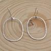925 Sterling Silver Hammered Earrings, Handmade Oval Hoop Studs Earrings, Gift For Her