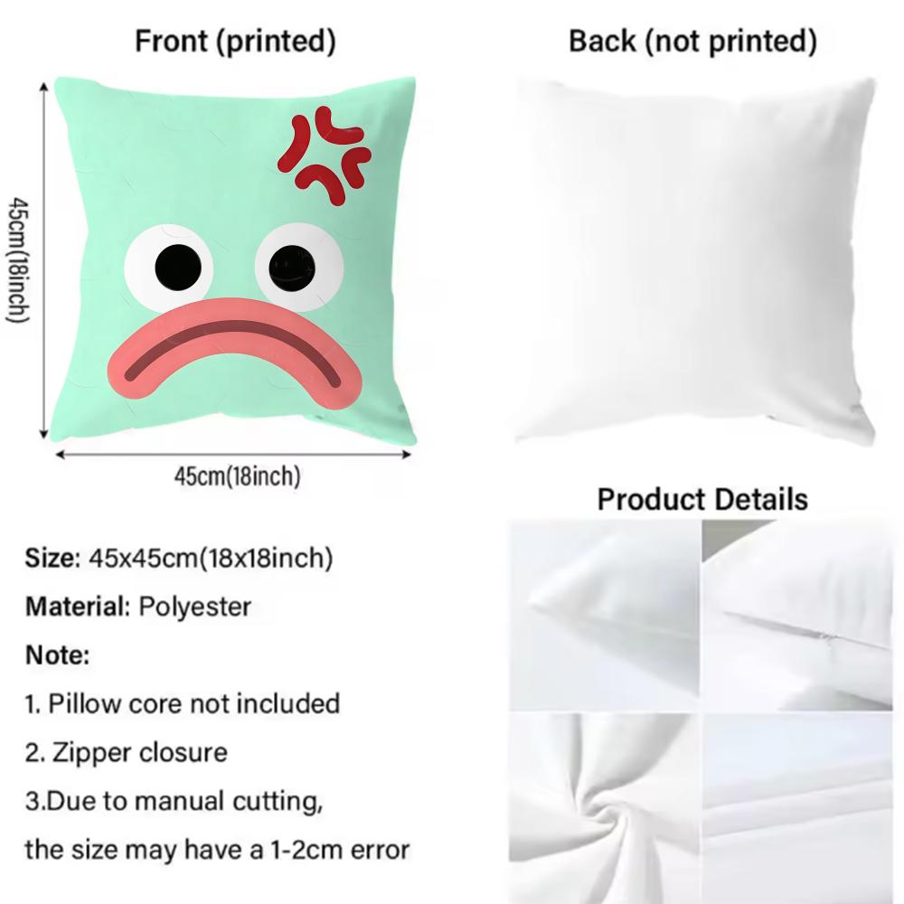 Style Cute Expression Cushion Cover Soft & Easy-Wash Pillow Case – Versatile For Couch, Bed, Travel And Office