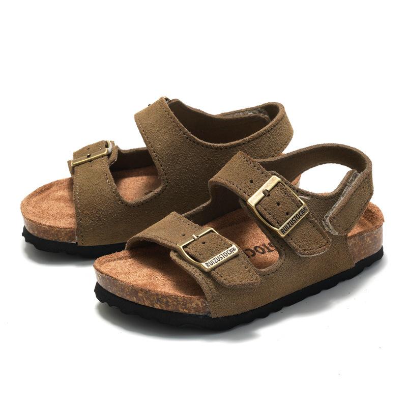 Spring New Products Kids Frosted Cork Sandals Boys Beach Shoes Girls Student Slippers Outdoor KWN