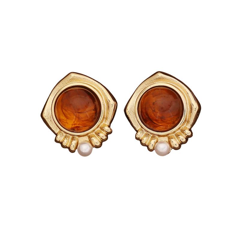 Elegant Stainless Steel Pearl Earrings - Autumn/Winter Chic красный