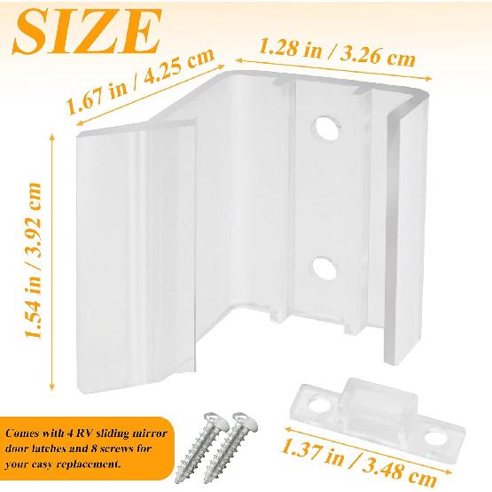 LhyBtm 4 Pack RV Sliding Mirror Door Latch Universal Mirror Closet Door Latch Universal Sliding Mirror Door Catch Replacement for RV Camper Motorhome