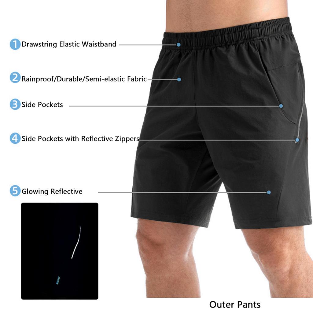 Bike Riding Shorts Padded Men Breathable Skin-Friendly Men's Cycling Shorts Removable Inner Lining Quick-drying 3D Tailoring Black EU Size L