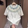 Design Comfortable Printed Short Sleeve Men'S Versatile T-Shirt Korean Version Personalized Blue Bottom Shirt Half Sleeve T-Shirt