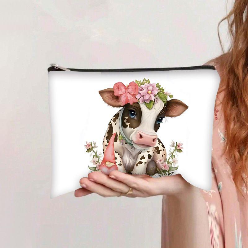 Hot-selling printed highland cow cosmetic bag, data cable storage bag, dedicated for portable large-capacity toiletry bag