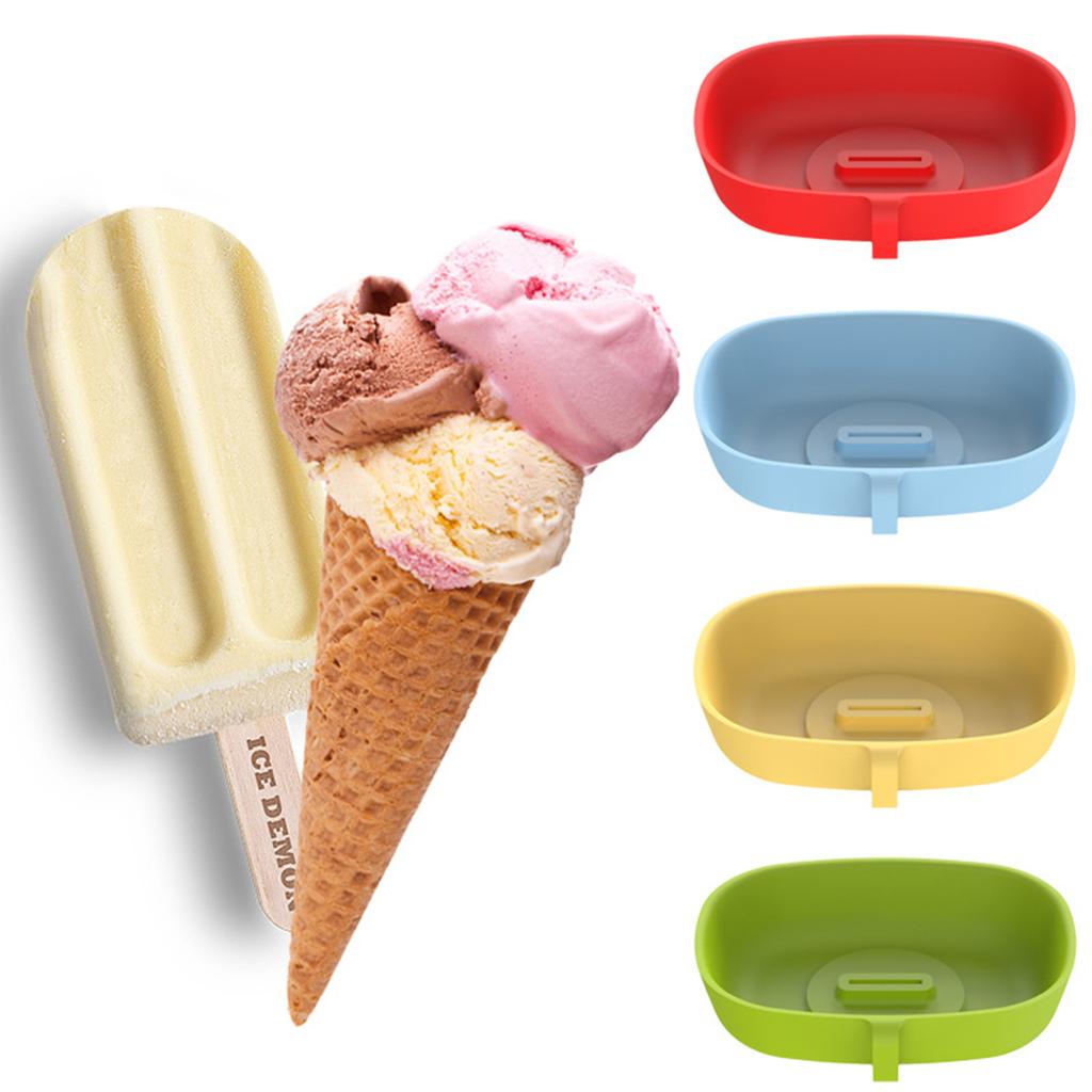 Silicone Ice Cream Holder Two in One Popsicle Stand Multifunctional Drip Catcher for Frozen Treats and Snacks