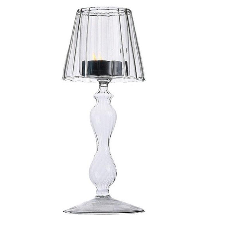 Clear Candle Holder Glass  Candle Holder for Home Decor Table Centerpiece Wedding Party Christmas Valentine Day