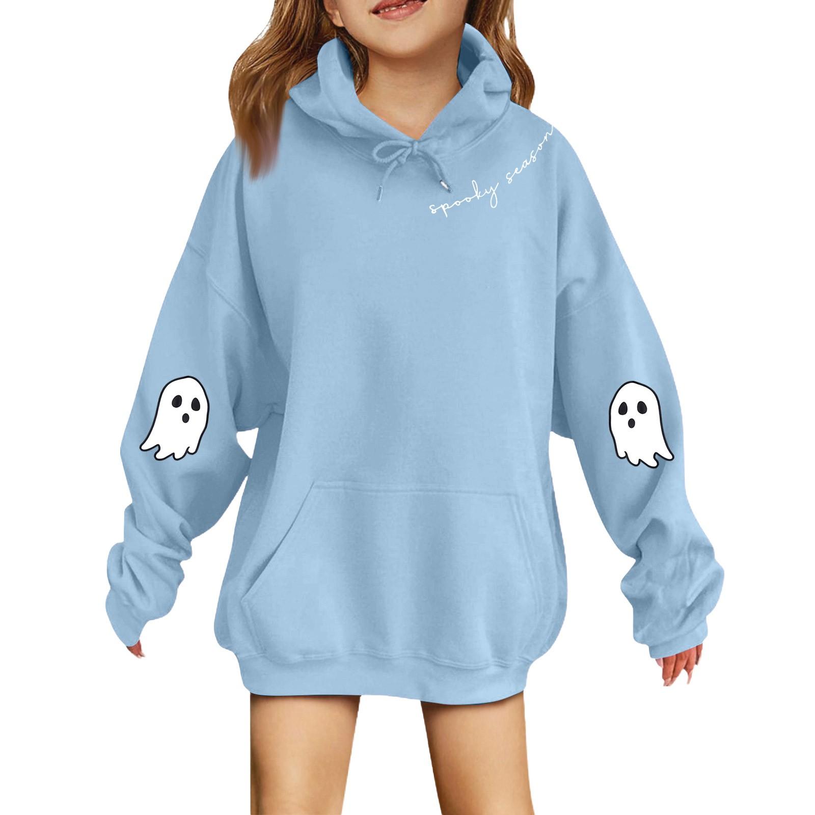 

Fashionable Boys And Girls Hooded Halloween Small Print Children s Pullover Tops 110