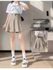 2025 Petite Plus Size Summer Suit: High-Waist A-Line Midi Skirt & Wide-Leg Five-Point Pants