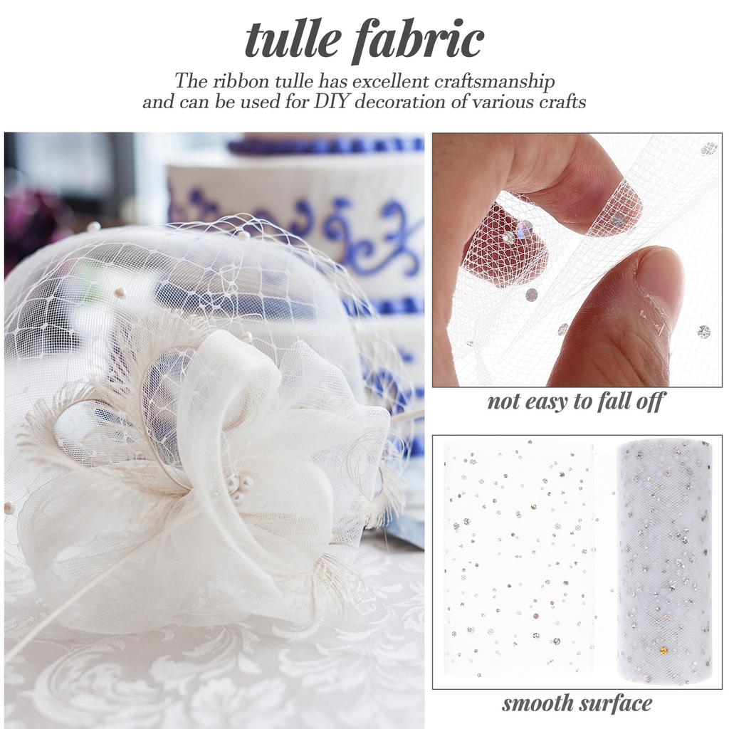 1 Roll Glitter Tulle Roll Premium Gauze Fabric Spool for DIY Tulle Ribbon Gift Wrapping Wedding Party Decoration Craft Making