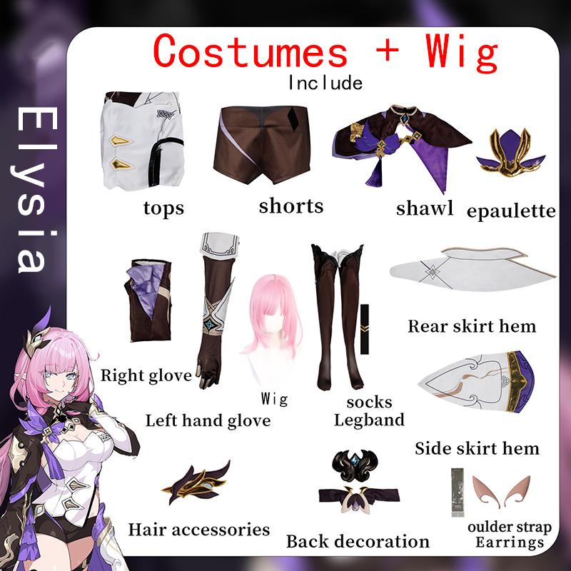 Ysir Elysia COS Clothes Honkai Impact 3 Game Play Clothes Suit Anime Animation Clothing Full Set Female