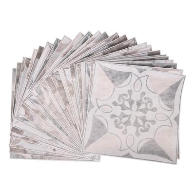24Pcs Tile Sticker 15 X 15cm Waterproof Oil Resistant Retro Self Adhesive Wall Sticker for Home